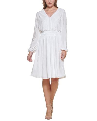 Image of Kensie Women's Balloon Sleeve Smocked Waist Mini Dress