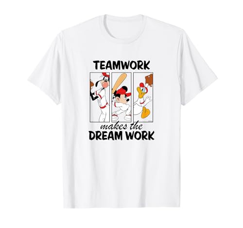 T-shirt Baseball Mickey Disney Team Work pour adulte en coton