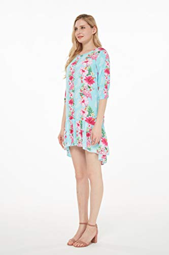 Image of Hawaii Hangover Family Matching Clothes, Pink Hibiscus Vine Turquoise | Family matching Hawaiian outfits, Pink Hibiscus Vine Turquoise, lightweight rayon, machine washable, tropical floral print
