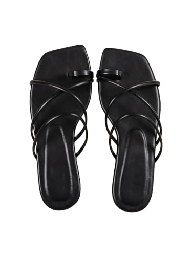 Image of GORGLITTER Women's Metallic Strappy Sparkly Square Toe Cute Dressy Sandals