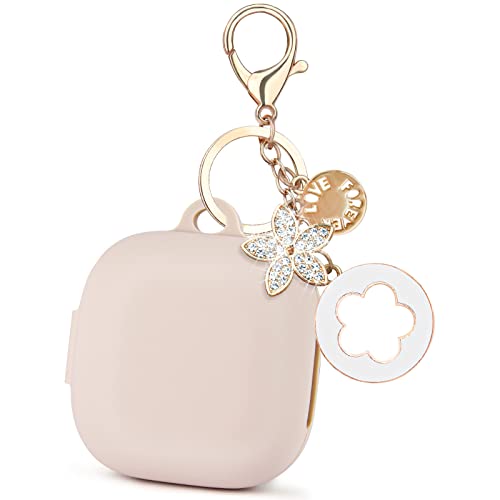 Visoom Bling Beats Fit Pro Case Cover, Silicone Beats Pro Case Cover For Women With Glitter Keychain For Beats Fit Pro Cute Beat Pro Case Protector Pink Case For Beats Fit Pro（Moon） #TOP11