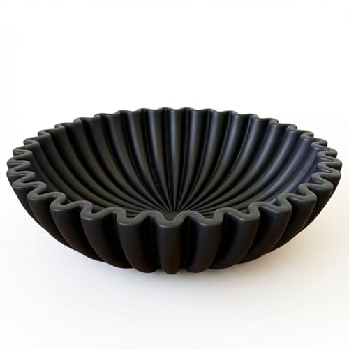 OAKOA Concrete Black Decorative Bowl for Home Decor - Black Fruit Bowl for Kitchen Counter - Black Bowl Decor - Modern Fruit Bowl Black - Centerpiece Bowl