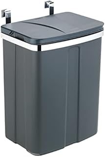 WENKO Door Trash Can Kitchen Bin 12 Litre Capacity Polypropylene, Grey, 26 x 34 x 18 cm