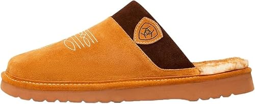 ARIAT 2842 Silversmith Pantoufles en daim et mousse rembourrée à bout carré pour homme, Châtaigne/chocolat, 47 EU