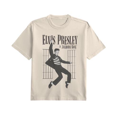 Elvis Presley Unisex's Standard Official Merch Jailhouse Rock T-Shirt, Off White