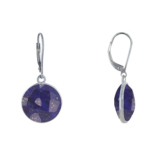 Pendientes de Plata 925 con Disco de Lapislázuli de alta gama y diseño exclusivo
