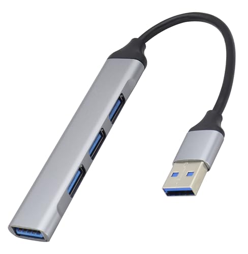 HCFeng USB 3.0 Hub Multiport Adapter,4 Ports U-S-B A Splitter Cable USB A Male to U-SB3.0A Female Hub 4 Ports Cable Aluminum U-S-B A to USB Adapter with 4 U-SB 3.0 Ports for Laptop[23CM/USB-A]