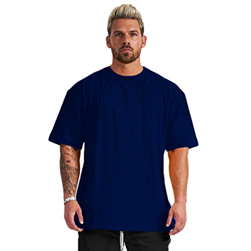 Sport-T-Shirt für Herren, kurzärmelig, atmungsaktiv, Schweißhemd, Blau Large Cover