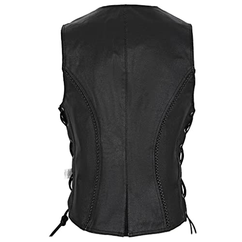 Alpha Cycle Gear Acg Ladies Leather Vest (3X-Large), Black #TOP5