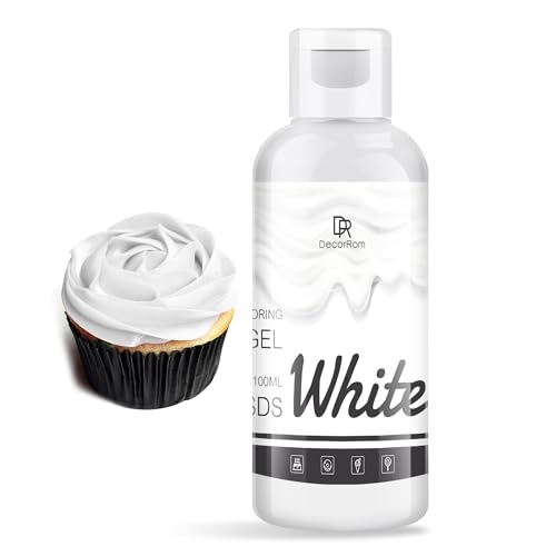 Gel Colorante Alimentario - Colorante Alimentario Gel Concentrado para Pastel, Hornear, Glasear y Fondant - Tintes Alimentarios Insípido para Macarrón, Galletas, Limo, Manualidades DIY (blanco, 100ml)