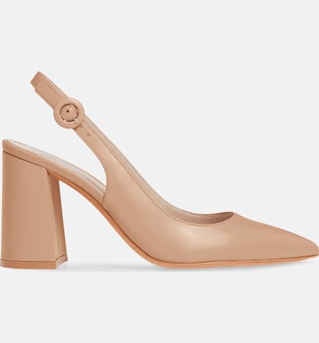 Women's Pointed Toe Block Heel Pumps Slingback Chunky Heel Slip On Work Party Dress Shoes - Image 5