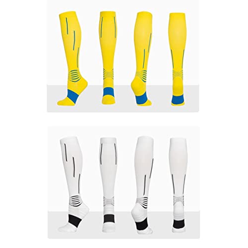 Sportcompressiekousen Lange buis licht marathon uitgevoerd fitness kalf compressie sokken 3 paar handdoek bodem lange buis sokken Voor Mannen En Vrouwen (Color : White, Size : XL) - Afbeelding 3