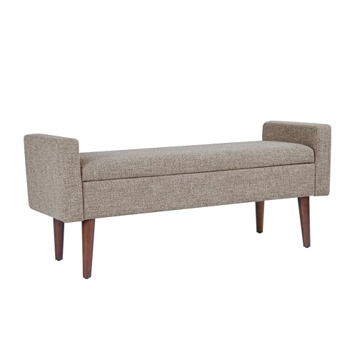 Image of HomePop Fulton 48 inch Storage Bench - Midtone Gray Fabric