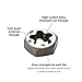 Century Drill & Tool 96210 ½-20 NF Fractional Hexagon Die, 1” Across Flats, High Carbon Steel for Metal Work, Form External Threads, 75% Thread Engagement over 60% Industry Standard, Hand Cutting