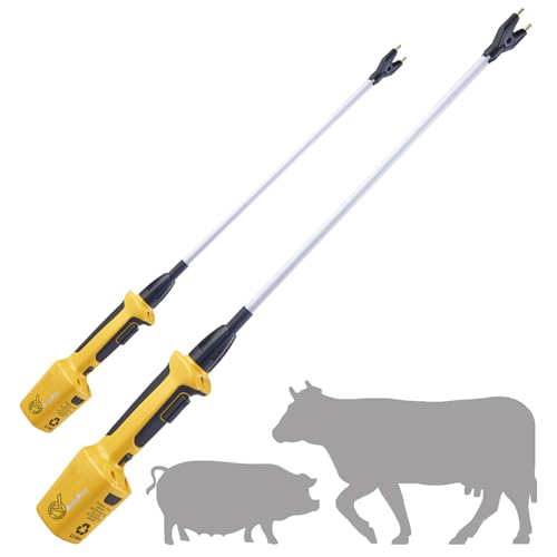 RANCH CHOICE Rechargeable Cattle Stick for Cows Sheep Pig Electric Livestock Prod for Cattle Dog Hog Animal Shocker with 28″ Flexible Shaft (Total 38 INCH)