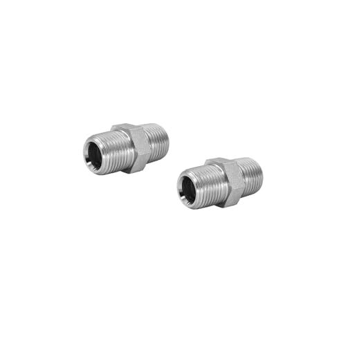 Image of (2-PACK) 5404-06-06 Hydraulic Hose Adapter Fitting 3 /8 inch Male (3 /8 inch-18NPTF) x 3 /8 inch Male (3 /8 inch-18NPTF) SAE Straight Pipe Joints Tube Connector Carbon Steel