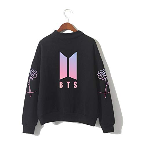 SERAPHY Unisex Love Yourself Cappuccio Invernale Felpa con Collo Alto per l'esercito Suga Jin Jimin Jung Kook J-Hope Rap-Monster V Nero-P S
