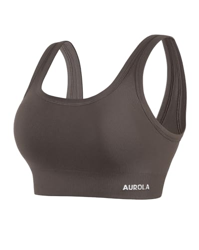 Image of AUROLA Power Womens Square Back Basic Sports Bra - Square Neck Padded Low Impact Yoga Bra Workout Crop Top