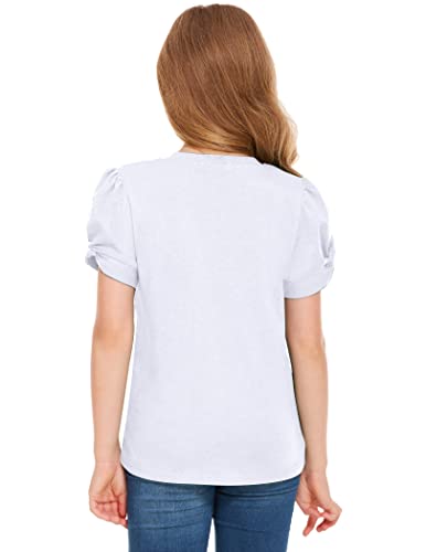 Image of Arshiner Girls T Shirts Twist Short Sleeve Summer Shirts Fashion Crewneck Tops Tee Blouse