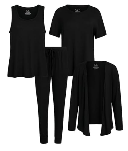 Live2Lounge Women's 4-Piece Pajama Set – Soft Hacci Knit