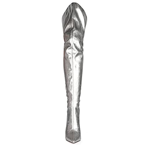 Bottes Cuissardes Argent Grande Taille Solution Confort Talons Hauts 34-46 - 4