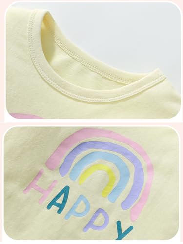 Image of Toddler Girls 2-Pack Long Sleeve T-Shirts Casual Graphic Cotton Tee Shirts (US, Age, 2 Years, Yellow /White)