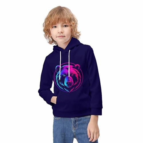 Pull à capuche ours manches longues vêtement enfant 10-12 ans