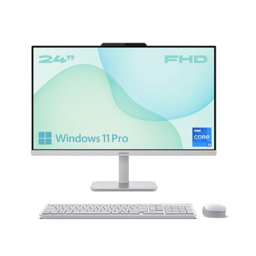 Image of Lenovo 24 inch FHD All-in-One Desktop Computer, Intel Core i3 CPU (8 Cores), 8GB RAM, 512GB PCIe SSD, WiFi 6, Bluetooth 5.2, HDMI, RJ-45 Ethernet, USB, Microsoft Copilot AI, KB&Mouse, Windows 11 Pro