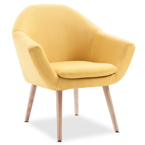 Mc Haus NAVIAN - Sillón para Salón, Butaca Comedor o Dormitorio, Escandinavo, Mostaza