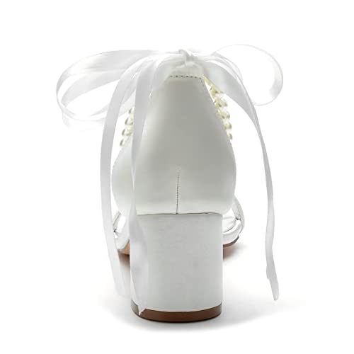 Block Heel Bridal Shoes Pearls Wedding Heeled Sandals Bride Chunky Heels4