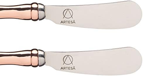 Artesà Butter Knife Set with Rose Gold-Effect Handles, Pack of 4, Knives for Spreading Cheese, Crackers, Butter, Ideal Dinner Party Gift, Stainless Steel, 12cm
