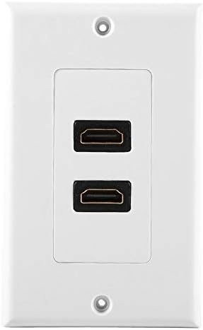 2-Port Gold Plated HDMI Double Outlet Port Insert Female HDMI Mount Socket Face Plate Cover Perfect for Home Theater System DVD Cable Satellite TV PS3 HDTV¨C White