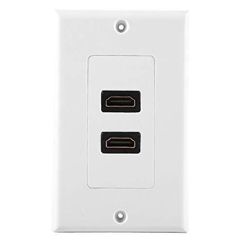 Eboxer 2 Puertos HDMI Placa Frontal de Pared, Placa de Zócalo de Pared USB HDMI Hembra a HDMI Hembra con Cubierta de Cara de Salida para Cine Casa DVD TV,etc