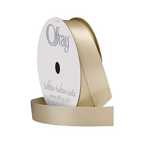 Image of Berwick Offray 808816 5 /8 inch Wide Single Face Satin Ribbon, Natural Brown, 6 Yds