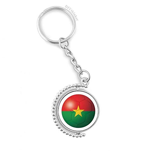Burkina Faso Football Porte-clés Drapeau National Rotatif pour Supporter