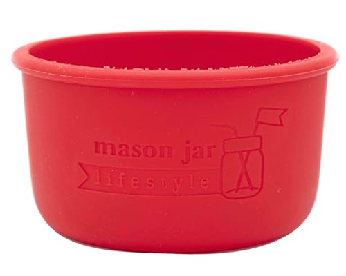 Image of Wide Mouth Half Pint 8oz Silicone Sleeves/Jackets for Protecting Kerr Jars by Mason Jar Lifestyle (Cherry Red)