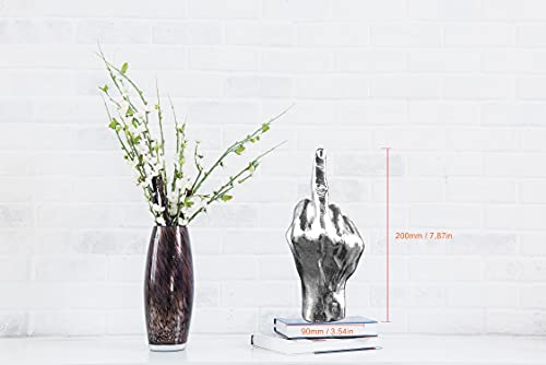 Shinesorc Silver Polyresin Hand Gesture Desk Sculpture Shelf Decor Accents Middle Finger Statue For Living Room Ring Holder Adornos Para Sala Gifts For Friends And Family (Silver) #TOP2