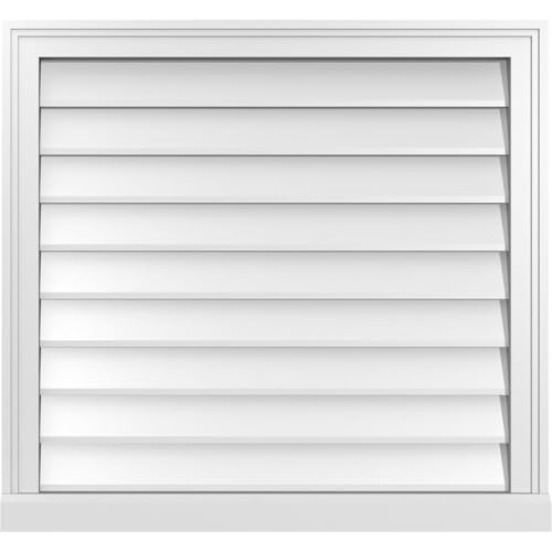 30"W x 28"H Vertical Surface Mount PVC Gable Vent: Non-Functional, w/ 2"W x 2"H Brickmould Sill Frame