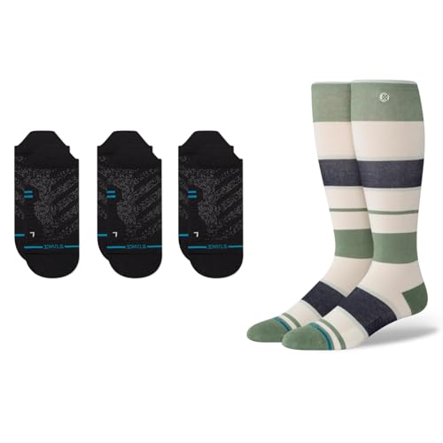 Image of Stance Performance Socks Bundle - Ultralight Tab 3-Pack & Compression OTC Socks for Men & Women, Large | Running & Recovery Comfort Set, Breathable Cotton, Machine Washable