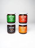 Umami Bomb All Purpose Shiitake Chili Oil Sauce | Savory & Delicious Medium, Hot, Extra Hot & Garlic Chili Oil | All Natural, Vegan, Low Sodium, Preservative Free | Proudly Made in Canada (8.8 oz x 4)