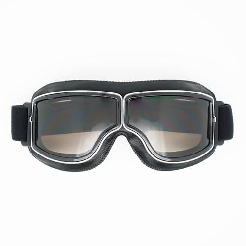 Goldyida Lunettes de moto Lunettes de casque Lunettes d'aviateur rétro Moto Motocross Masque Coupe-vent Lunettes de moto Cuir PU Lunettes de soleil Lunettes...
