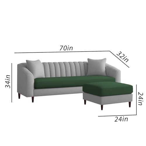 Image of Casaliving Doraldo 4 Seater L Shape Convertible Sofa Set for Living Room, 3 Seater & Ottoman Modular Sectional Couch for Small Space (Green Grey Colour) Fabric