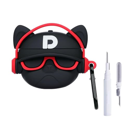 Image of YODI Case Cover for Airpods Pro|Pro 2|Airpods Pro 3|Airpods 4 Pouch, Silicone Cases with Cleaner Kit 360 Drop Protection,Shock-Resistant ((Black Dog with Red Band), Airpods 3 (2022))