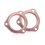fasebeek 2 PCS Car Copper Header Exhaust Collector Gaskets, 2.5' Car Exhaust Manifold Interface Gasket, Non-Destructive Mounting Accessories, Compatible with Chevrolet SBC BBC 302 305 454 (Gold)