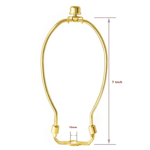 Image of GY & CK 7 Inch Lamp Shade Harp for Table and Floor Lamps, Heavy Duty Lamp Shade Holder with Standard Harp Saddle and Lamp FinialSet, Brass, 2 Pack