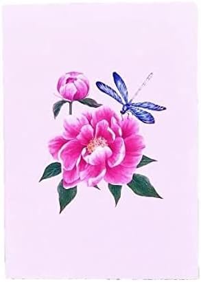 Miniatura 3 de Juego de 2 tarjetas desplegables de libélula, tarjetas emergentes 3D de feliz cumpleaños, tarjeta desplegable 3D de libélula y loto o peonía,