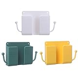 Tododli wall-mounted storage box upgrade 3 packs, fashion multi-functional self-adhesive hook rack，Left and right with hook design , can place remote control, watch, mobile phone，headset, headwear