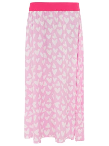 Zwillingsherz Damen Rock Hearts Allover aus 100% Viskose Langer Sommerrock mit elastischem Komfortbund Maxirock Feminines Design hochwertiger Fall vielseitig für Alltag Freizeit & Urlaub