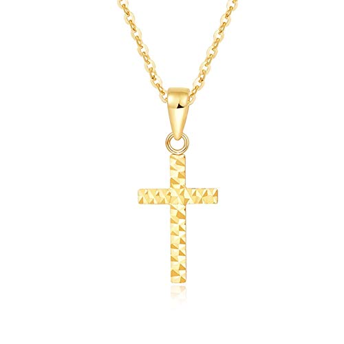 Collier croix femme or jaune 18 carats parfait du look de mariée aux tenues quotidiennes