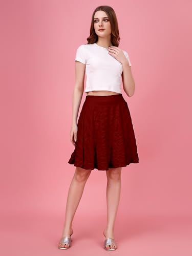 Image of Mehrang Spandex Women's Classic Stretchy All Time Trendy Skater Skirt with Attached Inner Shorts and Flared Inskirt
